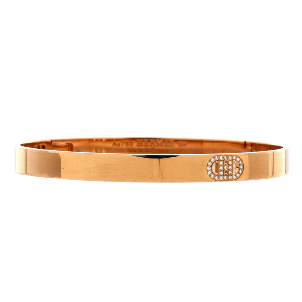 Hermes Small H d'Ancre Bracelet 18K Rose Gold with Diamonds